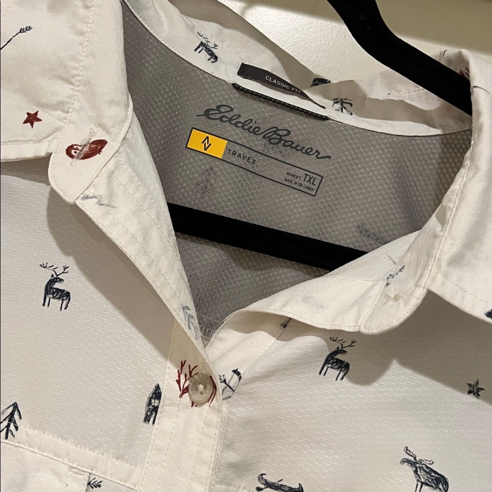 Eddie Bauer outdoor theme button down shirt, TXL - Picture 7 of 10